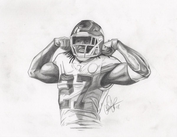 Copy of CS011: Kareem Hunt Pencil 1 of 1 (Framed After Purchase)