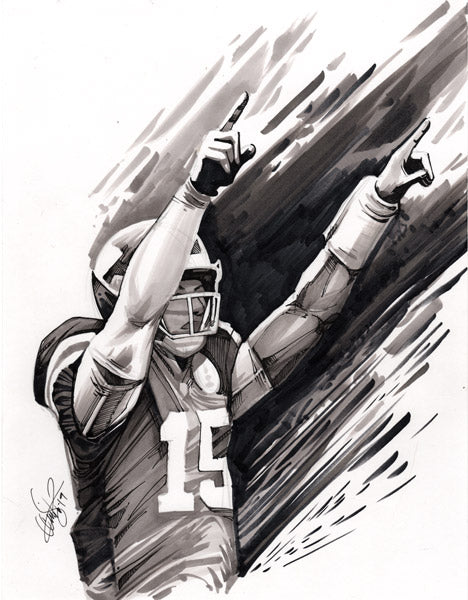 CS018: Patrick Mahomes Pen + Marker Illustration (Framed After Purchase)