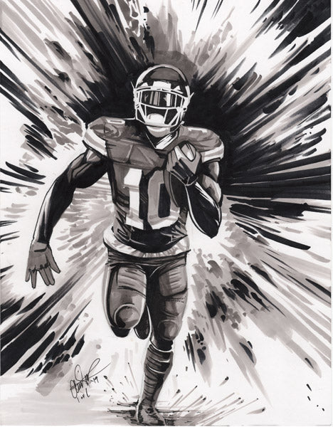 CS020: Tyreek Hill Pen + Ink Illustration (Framed After Purchase)