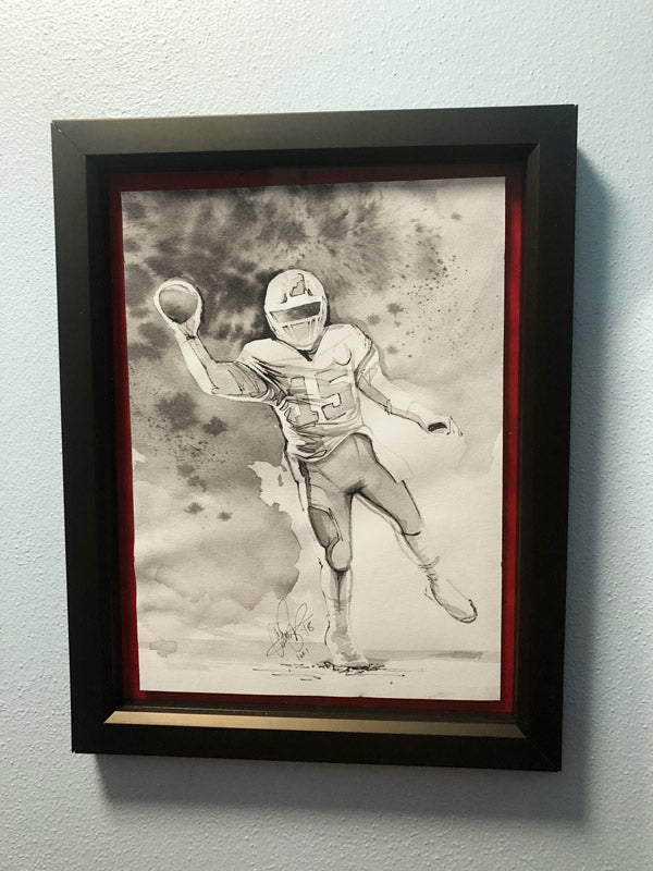 CS005: Patrick Mahomes Ink + Brush 1 of 1 Framed