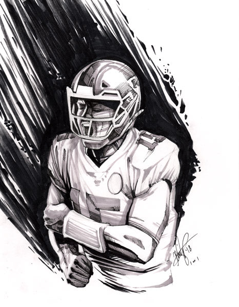 CS015: Patrick Mahomes Pen + Marker Illustration (Framed After Purchase)